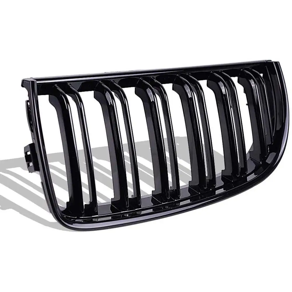 

Bright Black Double Line Front Bumper Grill Grille Car Front Grille Car Accessories Compatible for BMW 3-series E90/E91