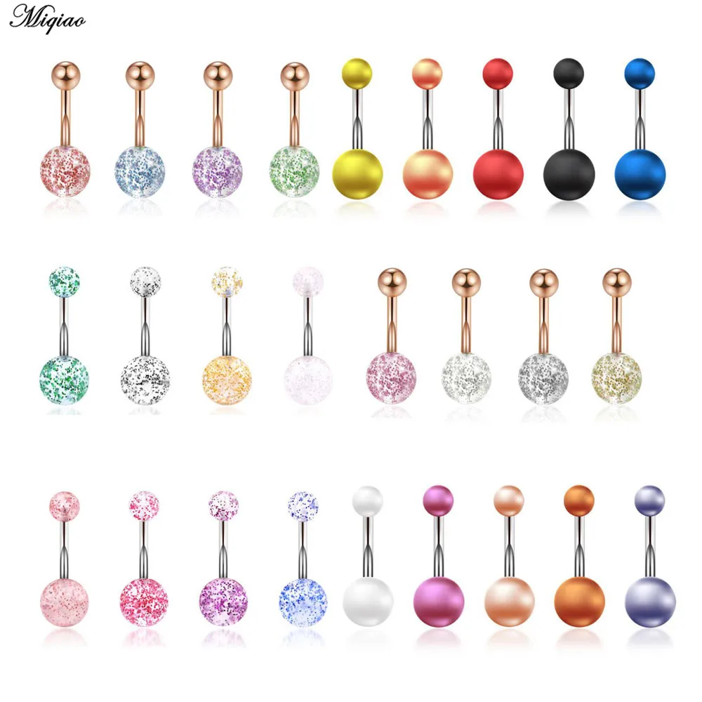 

Miqiao 1pc 14G New Stainless Steel Acrylic Pearl Piercing Belly Button Ring Nail Navel Piercing Jewelry