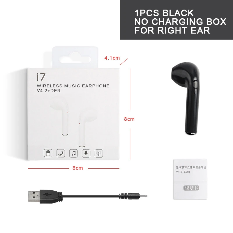 B NO Charging Box I7 TWS мини беспроводные наушники Bluetooth 5,0 спортивные наушники стерео гарнитура с микрофоном для iPhone Xiaomi samsung huawei - Цвет: B NO Charging Box