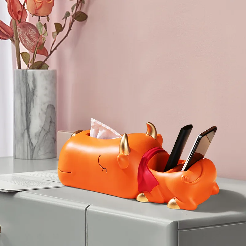 

Multifunctional Storage Box Living Room Calf Ornaments Tissue Box Resin Crafts Decorations