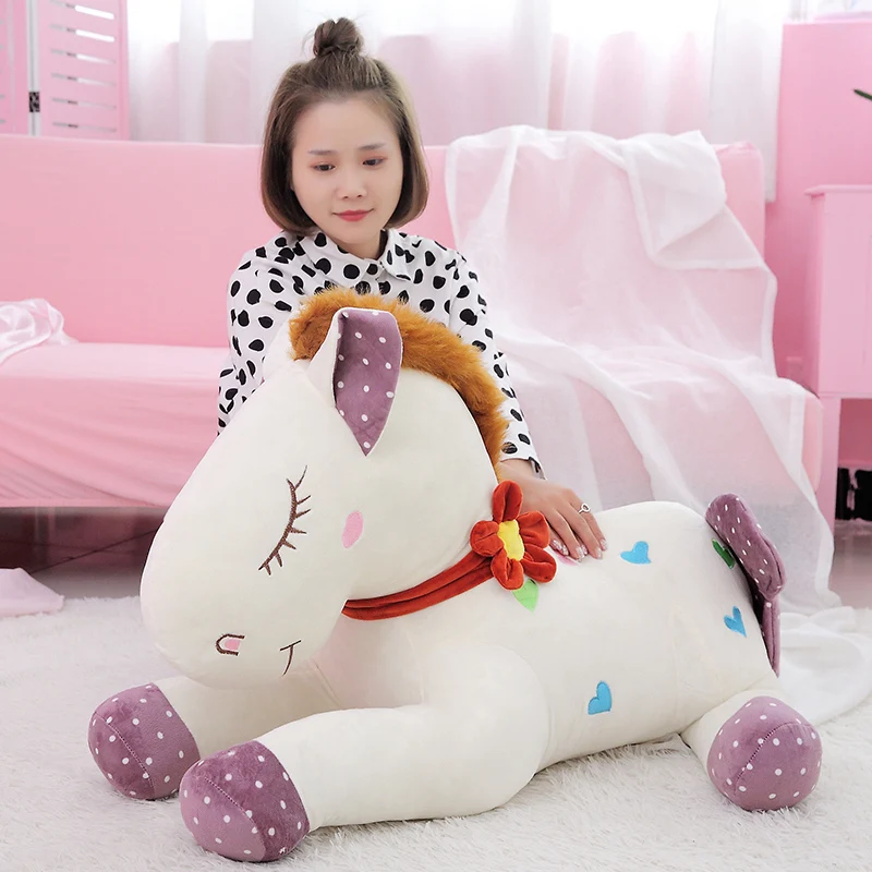 

1PC Simulation Cartoon Animal Horse Plush Toy soft Prone Horse unicorn Doll For kids Birthday Gift