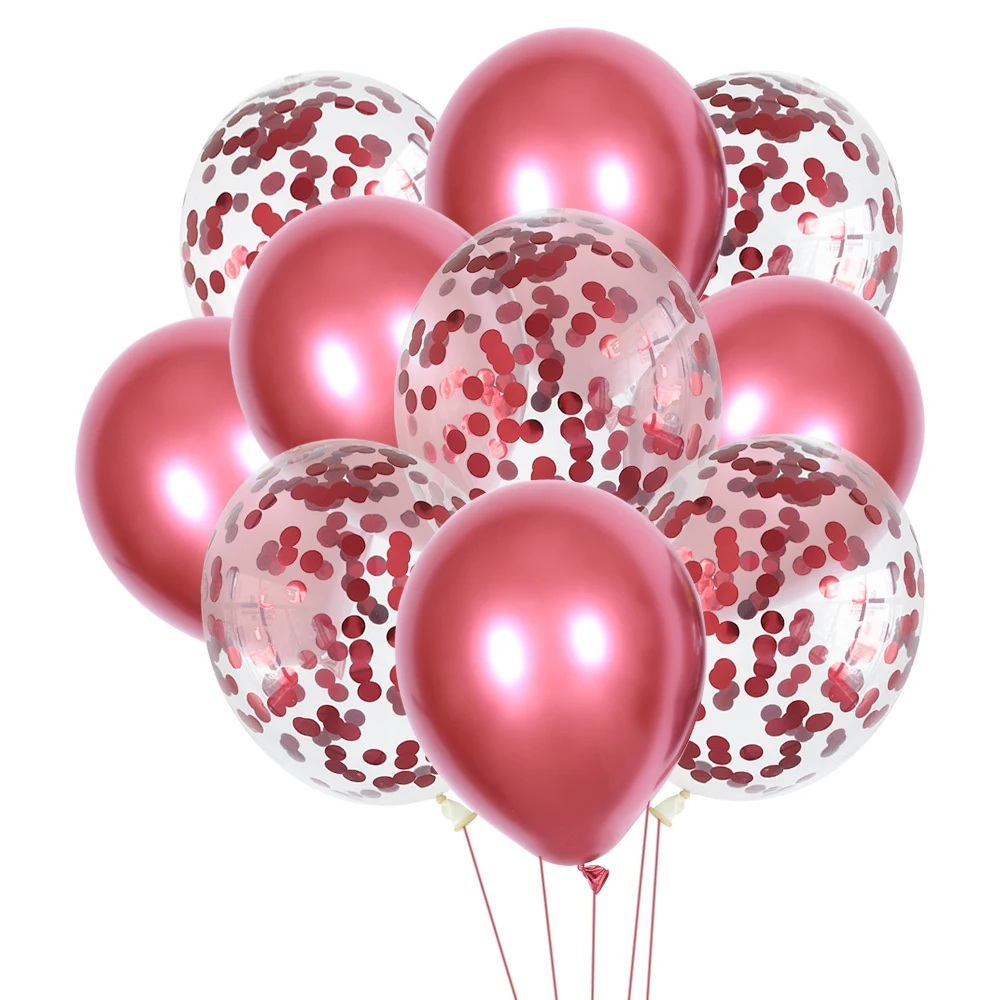 Латексные воздушные шары 10 шт. цвета металлик 12 дюймов с конфетти надувные для