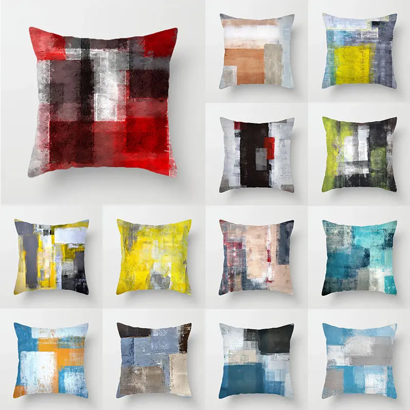 Популярный домашний декоративный чехол для подушки из короткого плюша 45x45 см современный минималистичный абстрактный чехол подушки для офисных диванов.