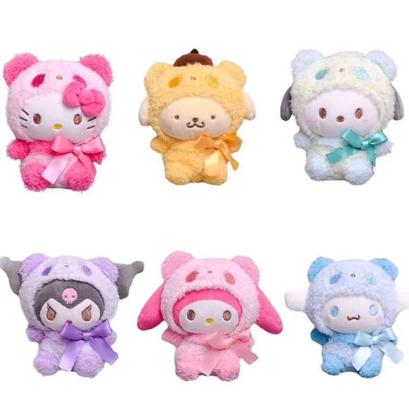 

Плюшевая игрушка Sanrios, милая плюшевая собака Kuromi Melody Cinnamoroll Purin, плюшевая игрушка, брелок с животными, плюшевая подвеска, подарок, 10 см