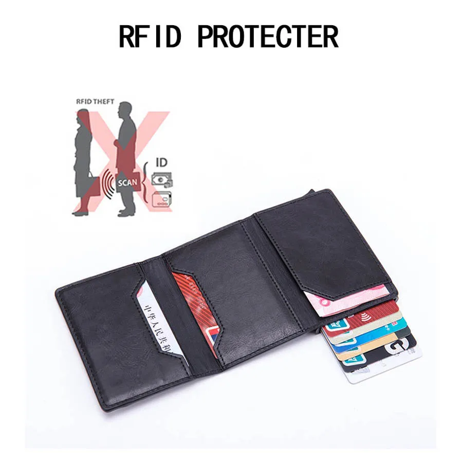 Чехол с отделением для карт и Rfid-защитой мужчин женщин кожаный металлический