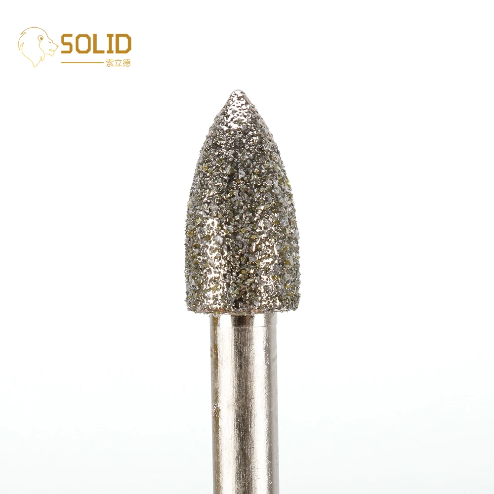 

20Pcs 8mm Cone Shape Mounted Diamond Grinding Head with 1/4" Shank Grinding Burr Bits Rotary Tool for Carving and Polishing 60#