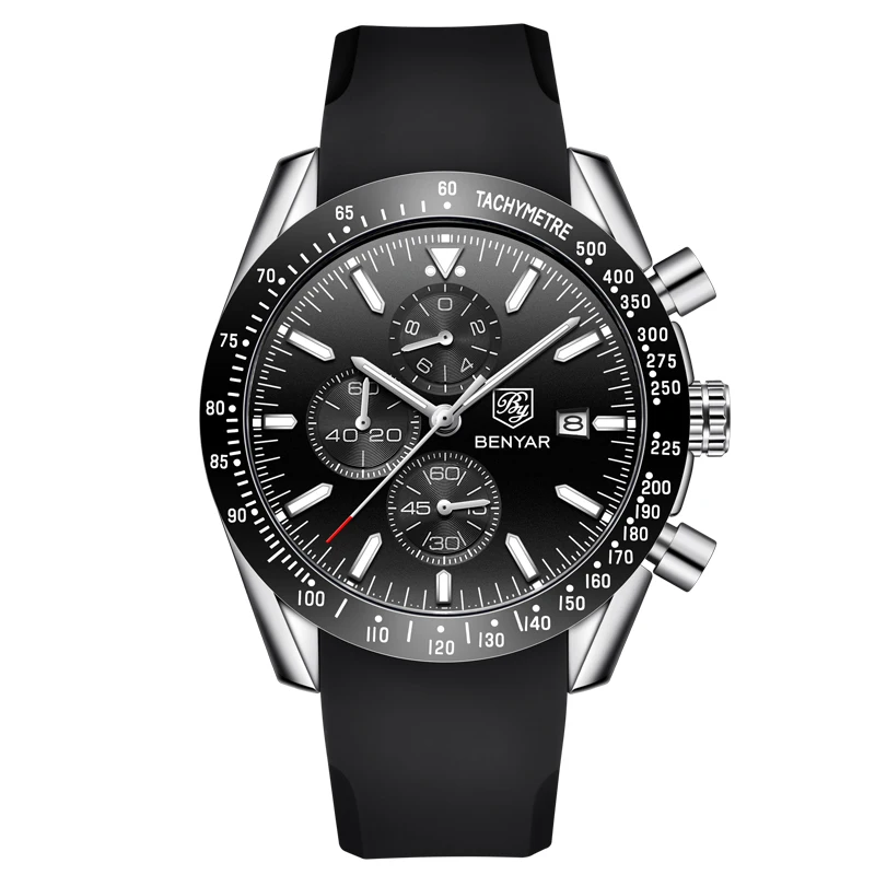 

Часы наручные мужские кварцевые с хронографом и кожаным ремешком