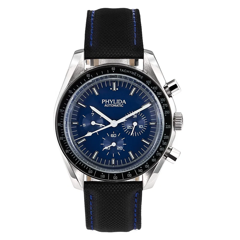 

Мужские часы 40 мм, синий циферблат с датой и автоматическим перемещением, мужские наручные часы, быстрый кожаный ремешок