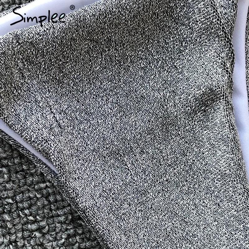 Раздельный купальник Simplee с эффектом пуш-ап сексуальный блестящий бретелькой