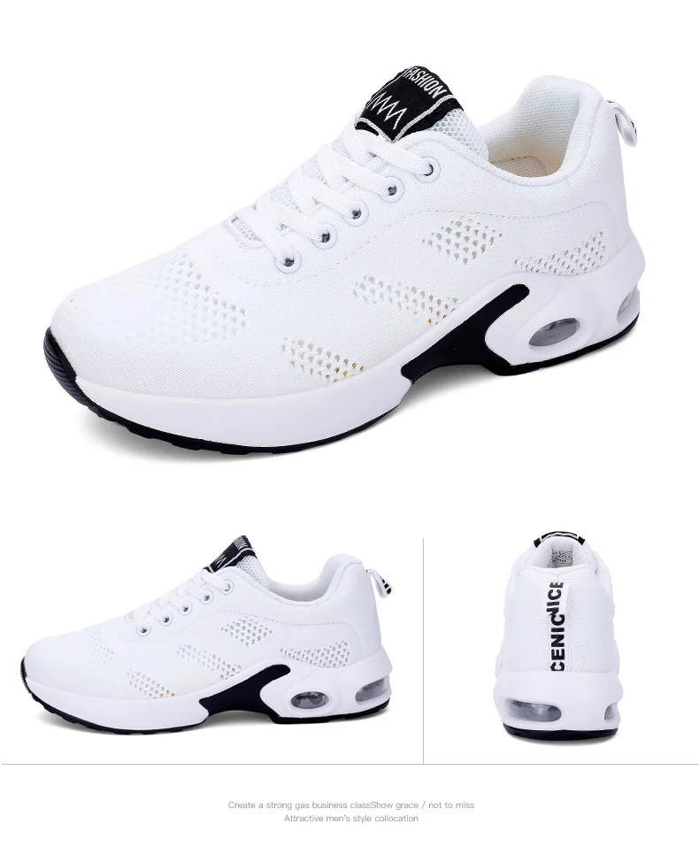 Tennis Shoes for Women Hollow Air Cushion Breathable Mesh Lace-up Sneakers Soft Woman Sport Jogging Shoes