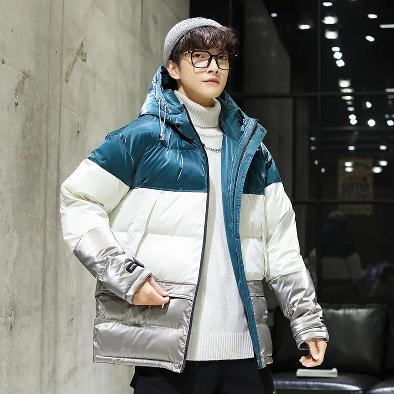 New down jacket couple short winter fashion trend 90% white duck down handsome versatile couple bread hooded coat hig quality