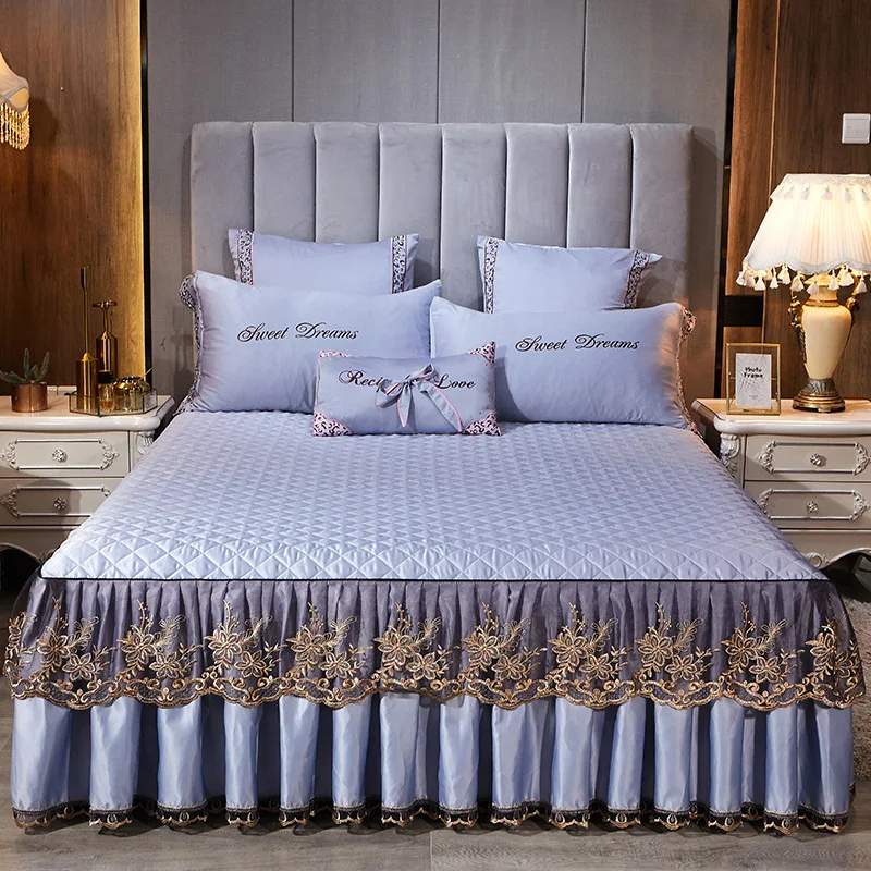 

1pc Nordic Solid Color Lace SingleDouble Bedspreads Bed Skirt Solid Non-slip Sheet Mattress Cover Bed Sheet No Pillowcase