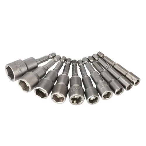 

Free shipping 10pcs 6mm-15mm Hex Socket Sleeve Nozzles Magnetic Nut Driver Set Drill Bit Adapter Hex Power Tools