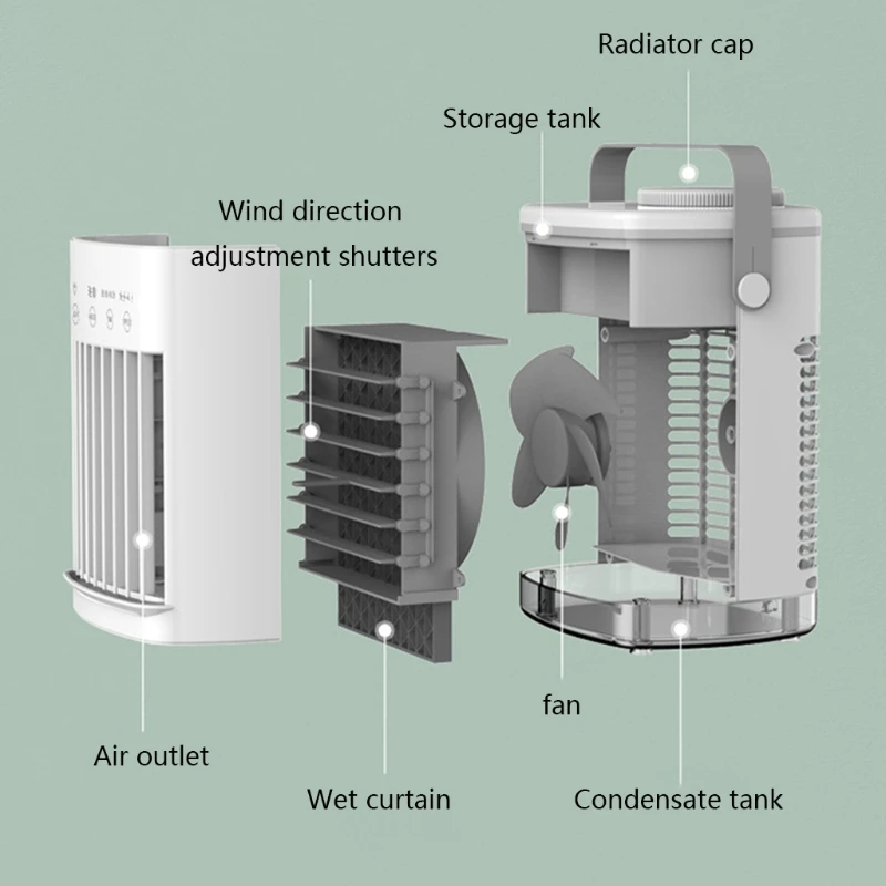 

Portable Air Conditioner Evaporative Air Cooler with Cooling Humidifier 3 Wind Speeds with Handle Portable Air Conditioner Fan