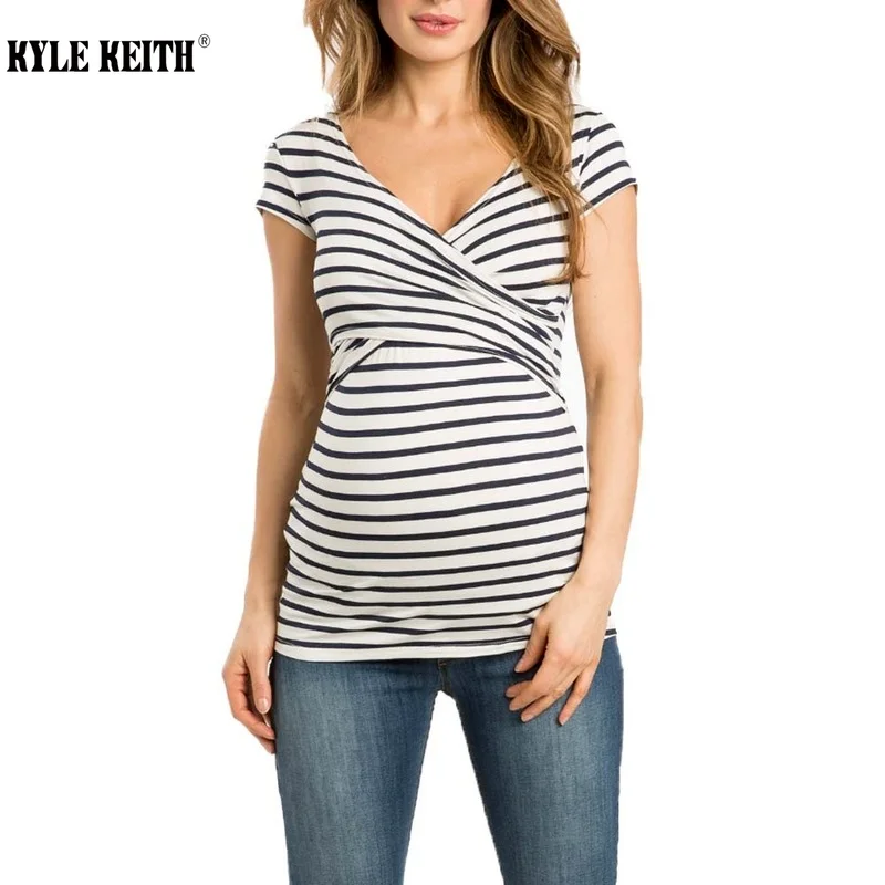 

Plus Size S-XXL Women's Maternity Nursing Tops Short Sleeve V Neck Breastfeeding Tee Shirts Pregnancy Clothes