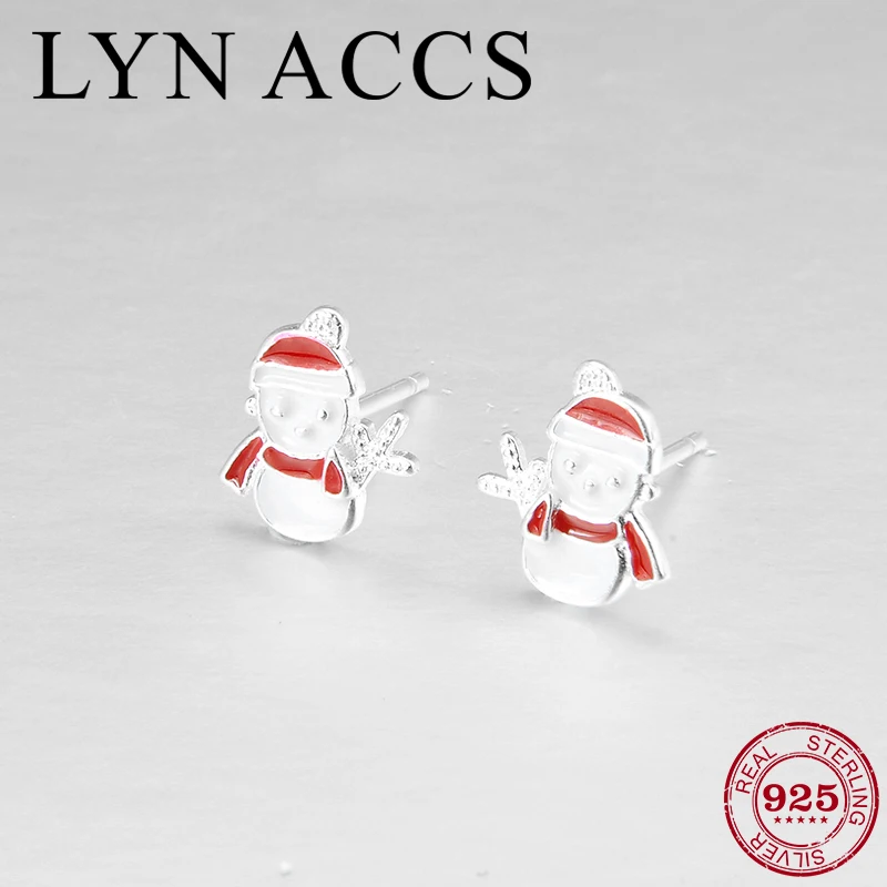 Рождественские серьги из настоящего серебра 925 пробы женские серьги-гвоздики