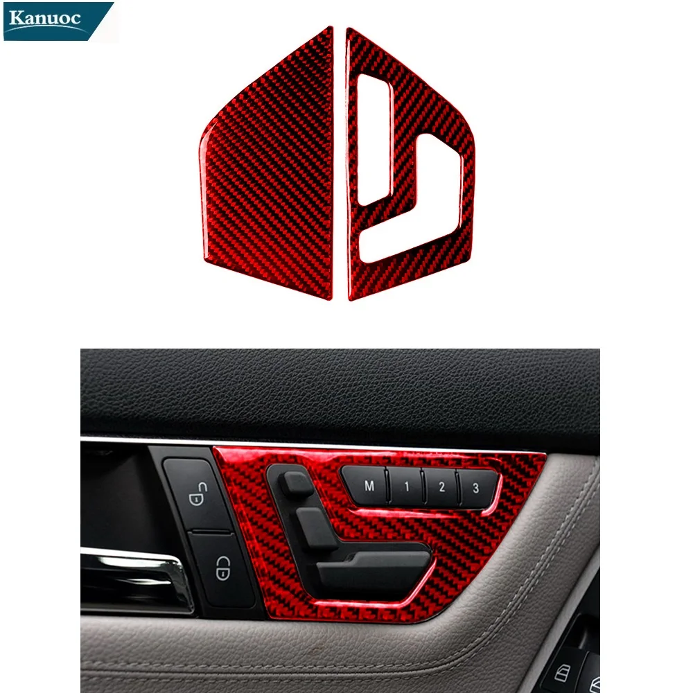 

Автомобильные аксессуары, украшение интерьера, красные наклейки из углеродного волокна, панель регулировки сиденья типа А для Mercedes Benz W204 C ...
