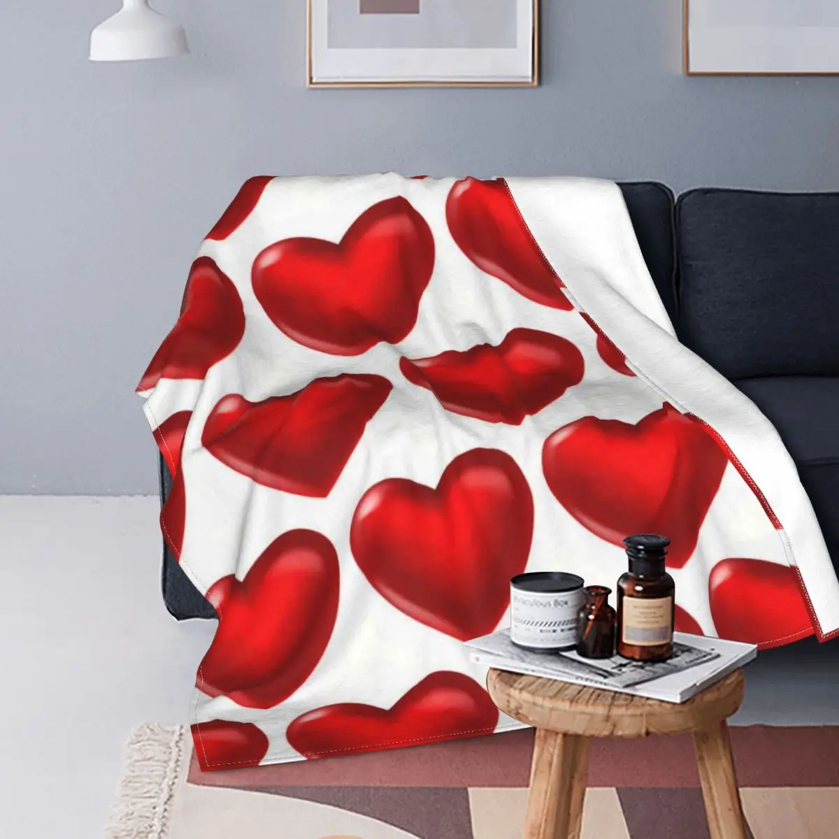 

Loves Stripe Blanket Romantic Printed Super Soft Portable Coral Fleece Throw Blankets For Sofa Thin Free Shipping