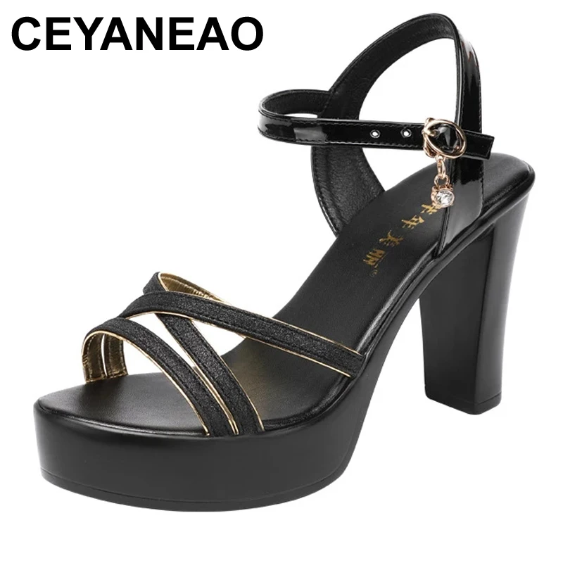 

CEYANEAO Womens Shoes Belt Buckle Sandals Women 2021 New Summer Fashion 13CM Sexy High Heels Model Catwalk Sandals 8 colors Size