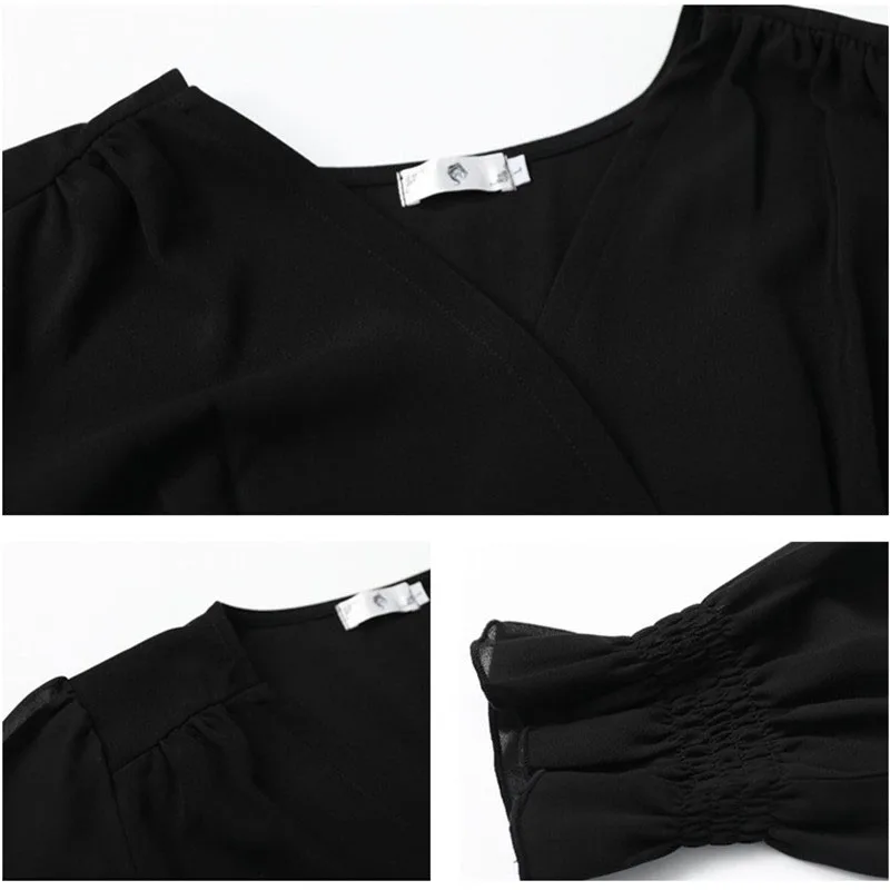 

2020 New Oversize Women Spring Long sleeve Dress Fashion V-neck Black A-line Dress Plus size 4XL Female Slim Beaded Dresses G978