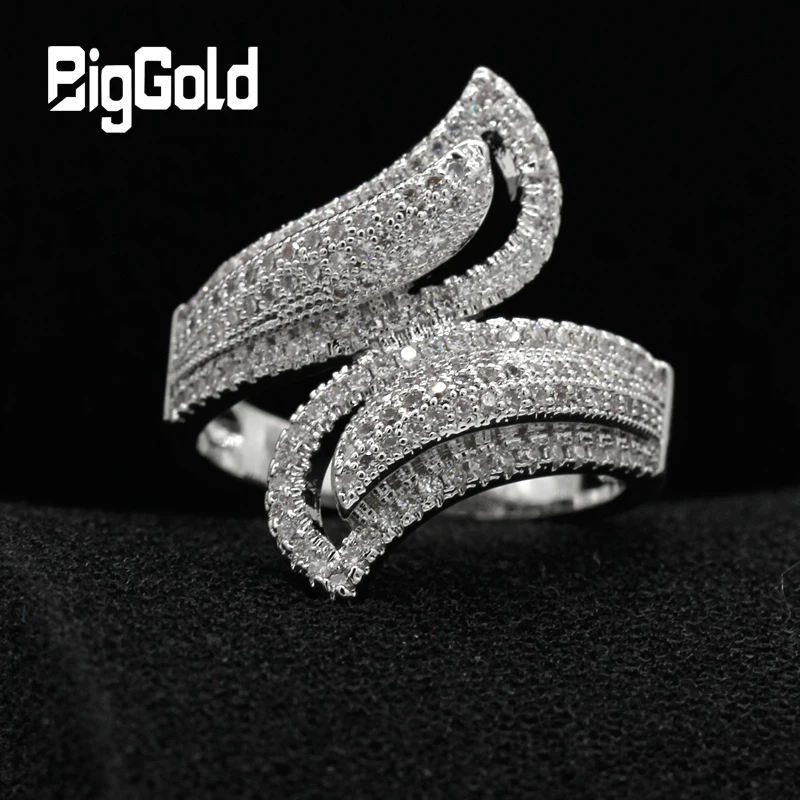 Роскошное женское кольцо с фианитом элегантные большие кольца в стиле ретро