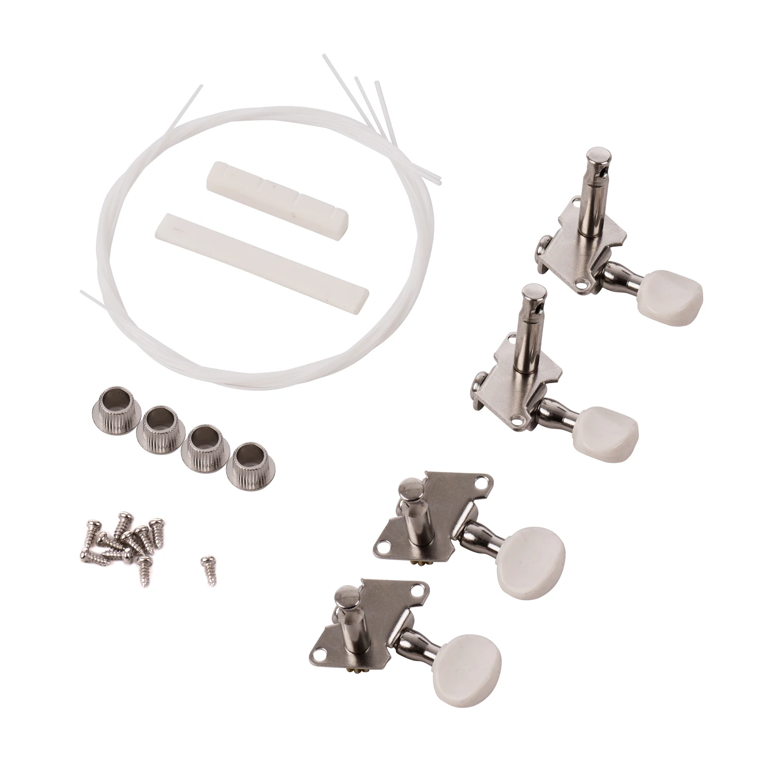 

21 Inch Unfinished DIY Ukulele Kit Ukelele Plywood Body Okoume Solid Wood Uke Neck Open Style String Tuners for Ukulele Lovers