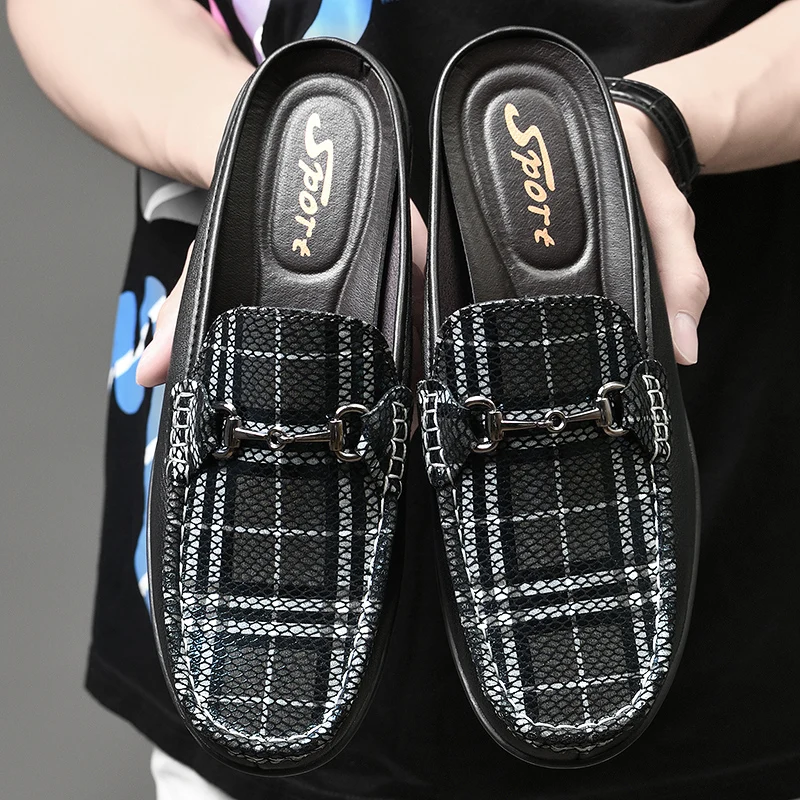 

Brand Summer Fashion Half Shoes For Men Moccasins Genuine Leather Mens Casual Shoes Comfy Breathable Luxury Loafers Big Size 47