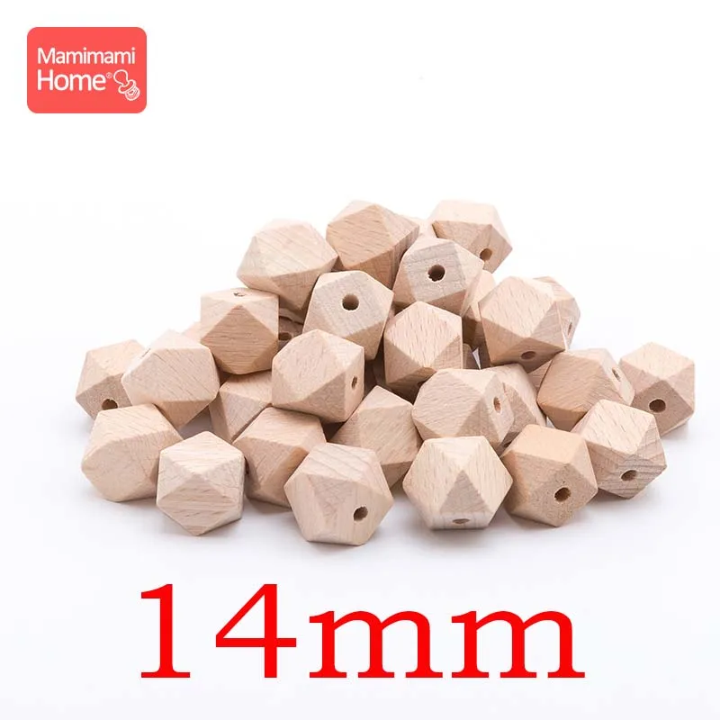 14mm Mamihome 10 шт. 14 мм-20 мм Бук деревянные Восьмиугольные бусины, прорезыватель BPA бесплатно DIY Соска-Подвеска деревянные пустые детские товары игрушки - Цвет: 14mm