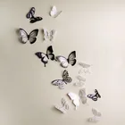 18 шт. черно-белых кристаллов с 3d-эффектом стикер на стену с бабочками, красивые бабочки для детской комнаты, настенные наклейки, украшение для дома