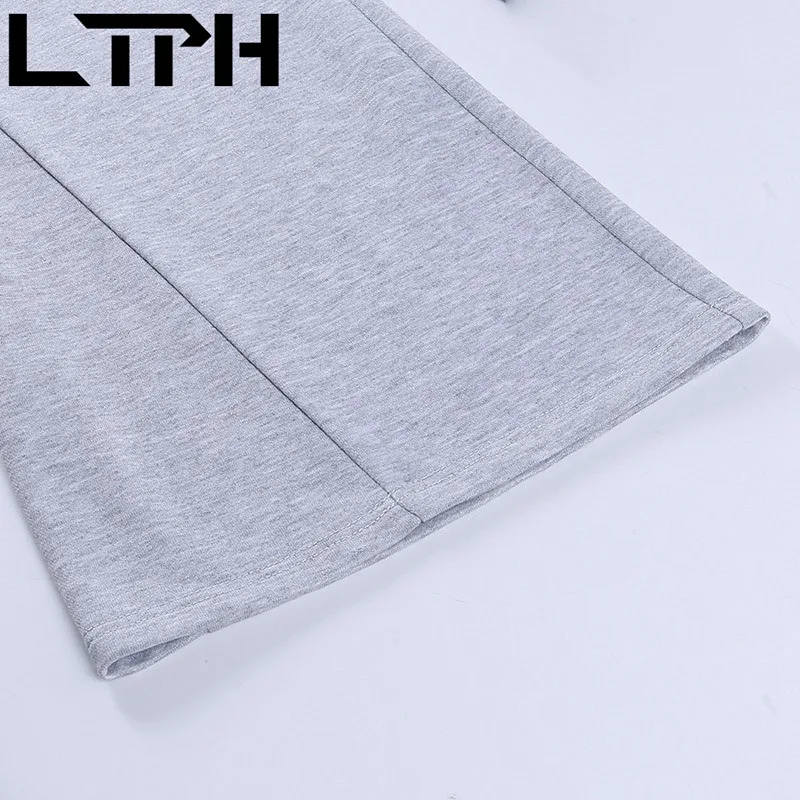 

LTPH ins Fashion hollow women trousers high waist casual Solid all-match Streetwear Flare Pants sweatpants 2021Spring Autumn New