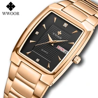 wwoor brand mens watches 2022 luxury square quartz clock male stainless steel waterproof automatic date wristwatch zegarek meski