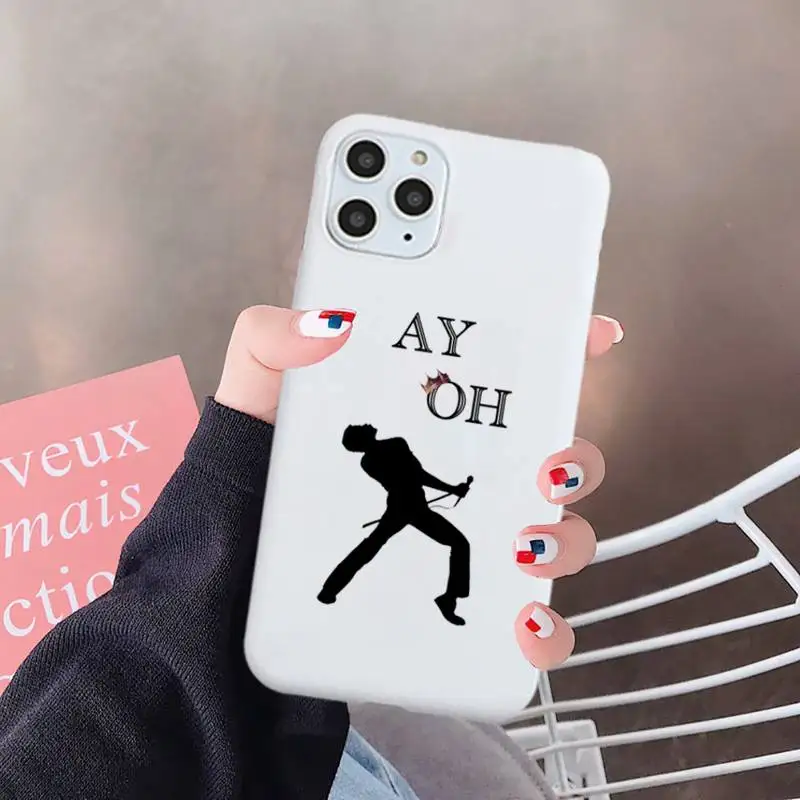 

Freddie Mercury Queen band Phone Case Candy Color for iPhone 6 7 8 11 12 s mini pro X XS XR MAX Plus Anti-fall