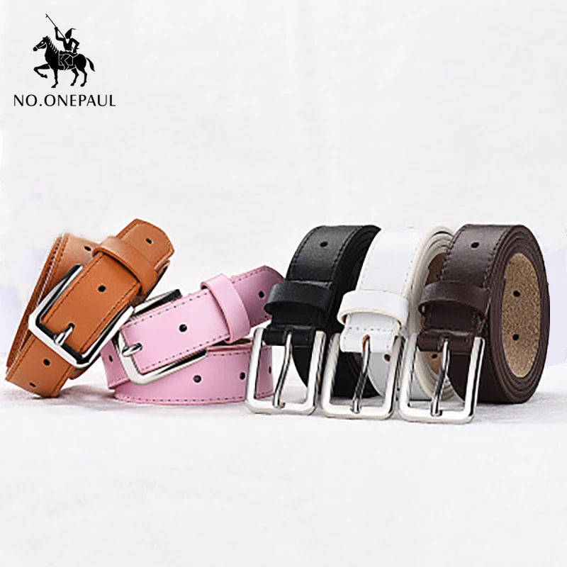 

NO.ONEPAUL wide side simple and versatile casual square buckle belt men and women fashion decoration universal hollow belts
