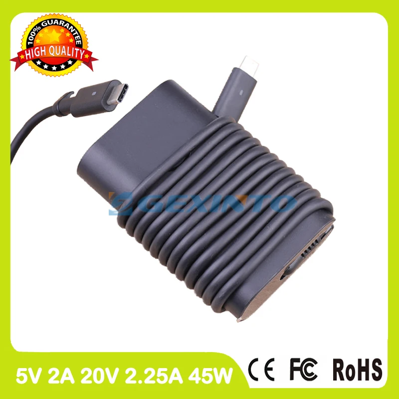 45W 20V 2.25A 5V 2A USB C Type адаптер переменного тока для ноутбука Dell Venue 8 Pro 5855 Latitude 12 5285 5289