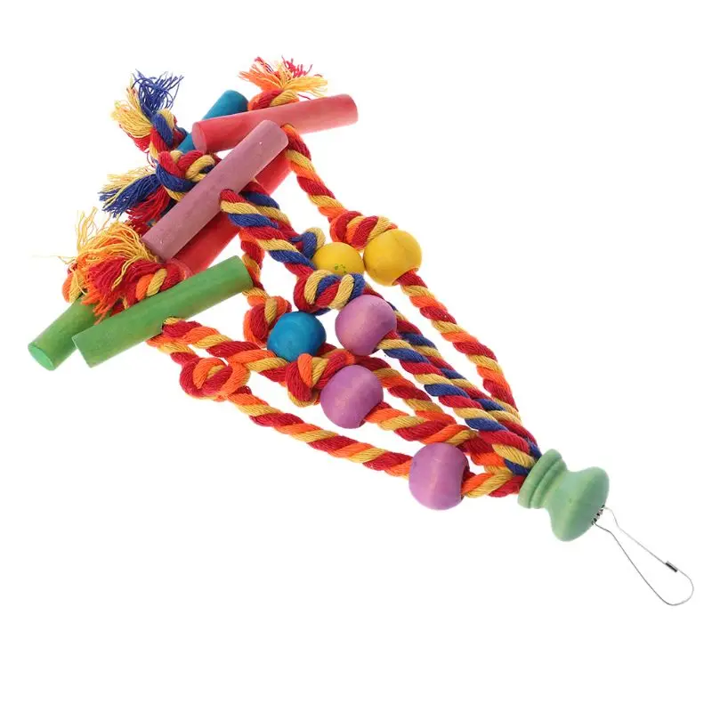 Забавные игрушки для птиц красочная хлопковая веревка строительные блоки