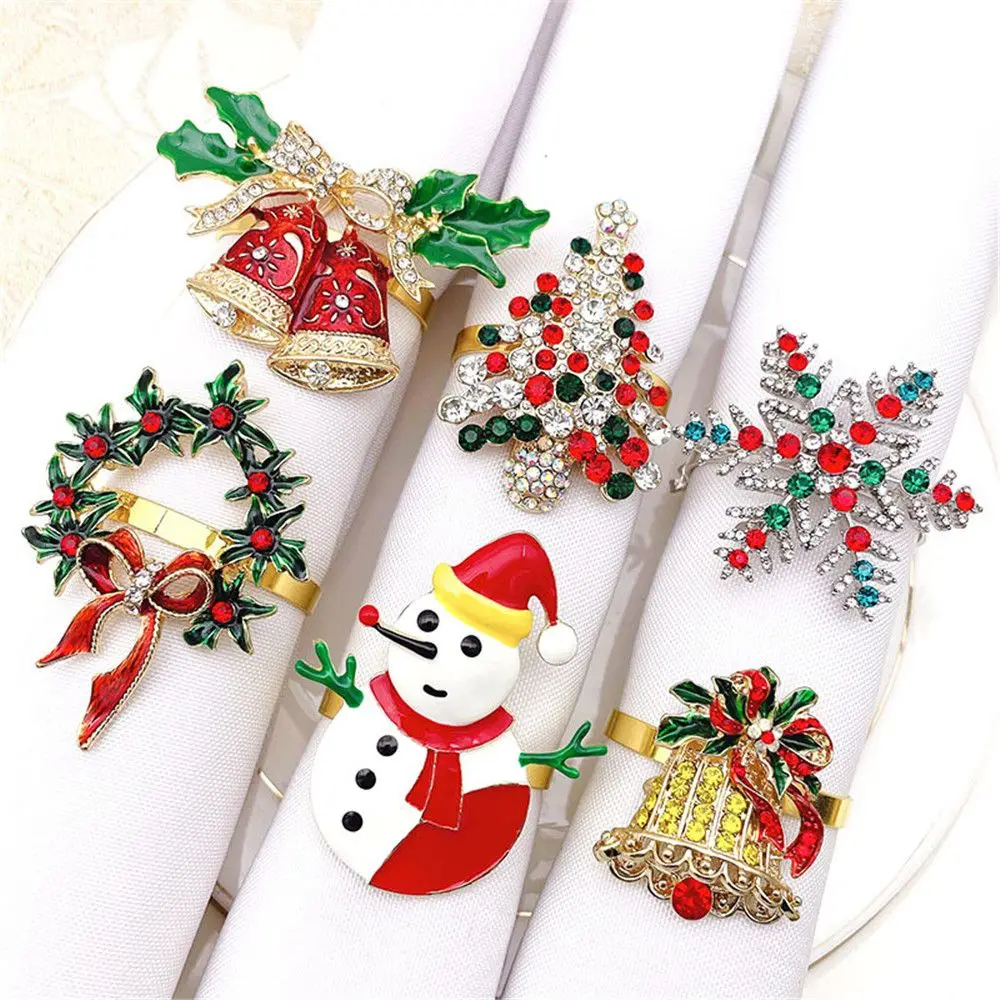 

Metal DIY Craft Wedding Supplies Santa Claus Merry Xmas Napkin Ring Christmas Supplies Mouth Ring Table Decoration