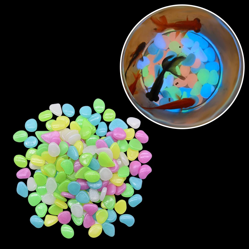 

50Pcs/Pack Glow In The Dark Garden Pebbles Stones for Aquarium Garden Fish Tank Bar Vase Decoration Fluorescent Luminous Stones