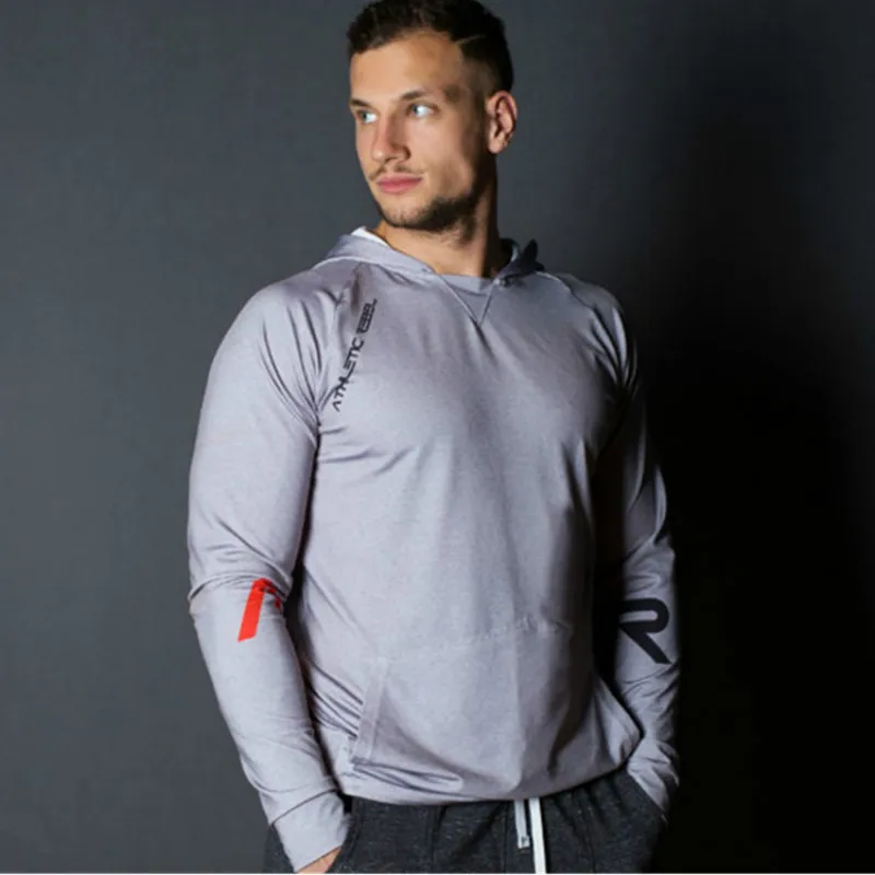 Толстовка мужская облегающая из полиэстера модная кофта с длинным рукавом для