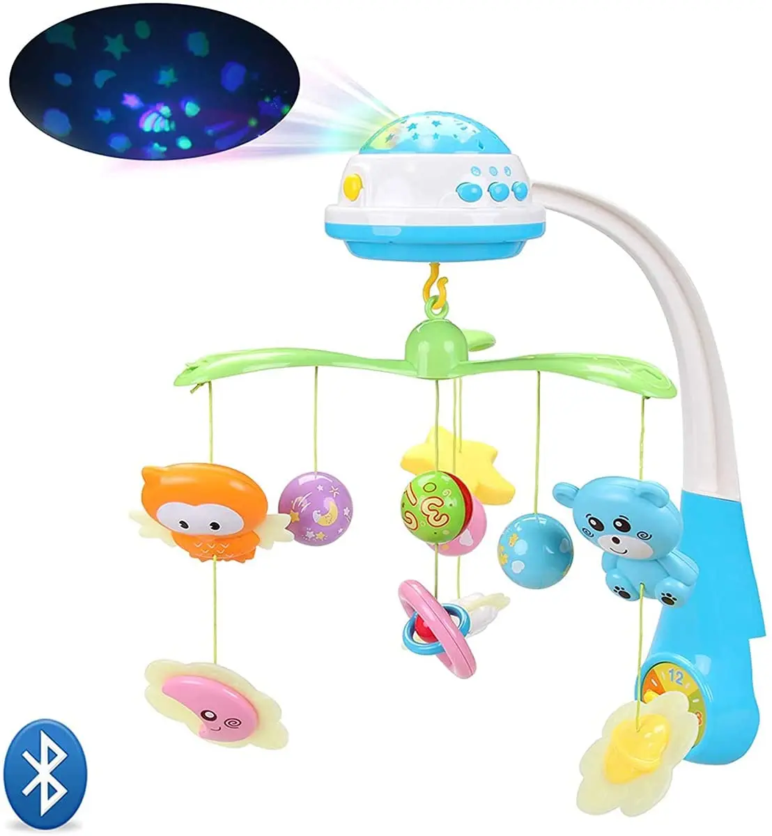 

Baby Musical Crib Mobile with Star Projection, Bluetooth, Volume Control for Newborn 0-24 Months Sleep