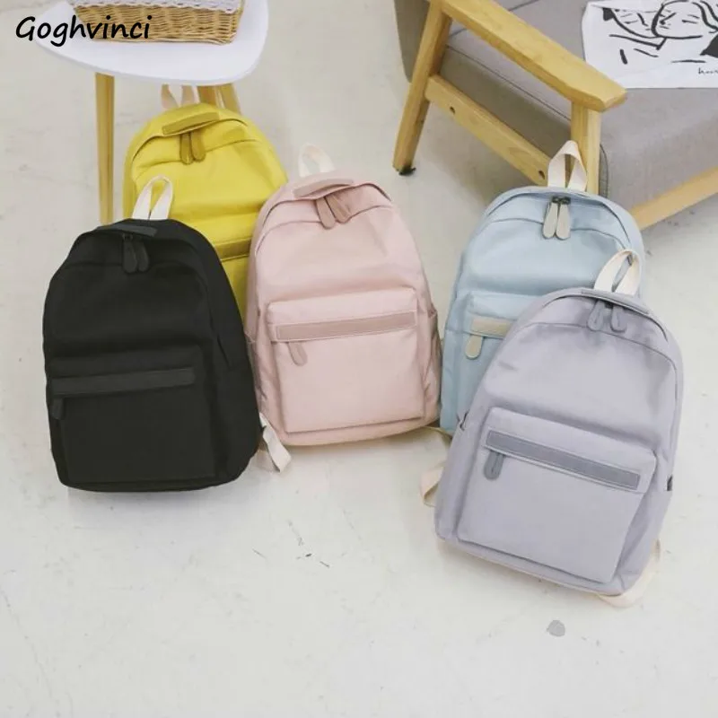 Backpacks Women Solid Canvas Candy Colors Shoulder Bags Travel Leisure Large Capacity Students Anti-theft Ulzzang Korean Style