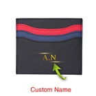 Индивидуальный Женский кошелек для удостоверения личности, Мини Ультратонкий сращивающийся кошелек, однотонный чехол для визиток, персонализированный праздничный подарок