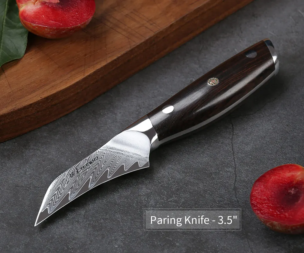 TURWHO набор кухонных ножей VG10 из дамасской стали ножи шеф повара с большой ручкой