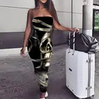 Платье KYKU женское в стиле панк, с черепом, бохо, с 3D-принтом, с кисточками, без рукавов