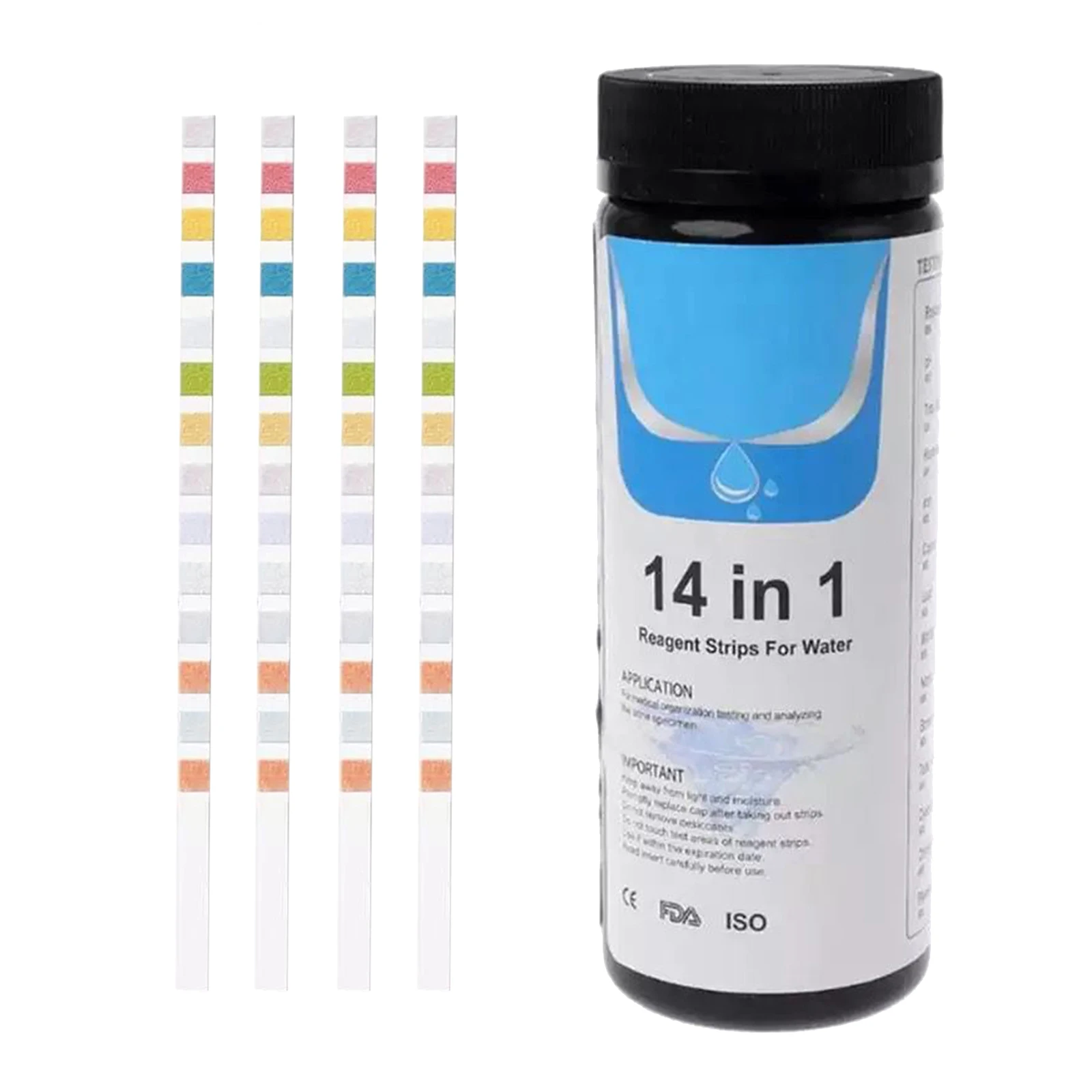 

50Pcs14 In 1 Water Test Strips Kit Drinking Water Aquarium Tap Hot Tub Water Quality Test for Water Hardness Total Chlorine