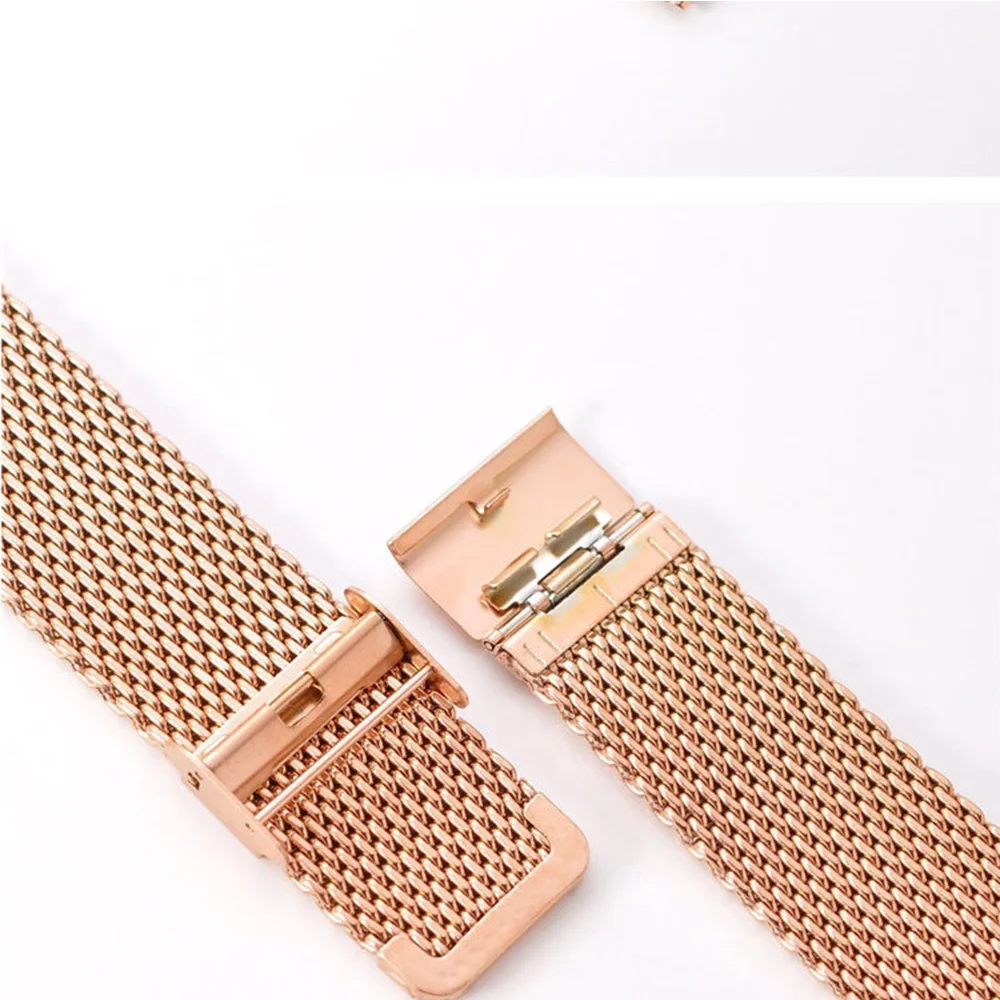 

Full Stainless Steel Watchbands 1.0 Thick Line Men Women Universal Flat Head Mesh Strap Watch Accessories 16 18 20 22 24mm+Tools