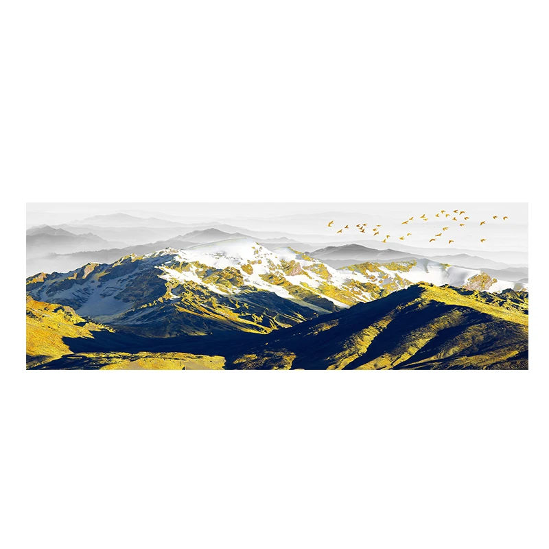 

Abstract Natural Golden Bird Snow Mountain Cuadros Wall Art Pictures Painting Wall Art for Living Room Home Decor (No Frame)