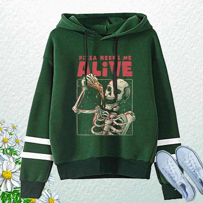 Женский свитшот с принтом пицца сохраняет меня живой на Хэллоуин Осенний