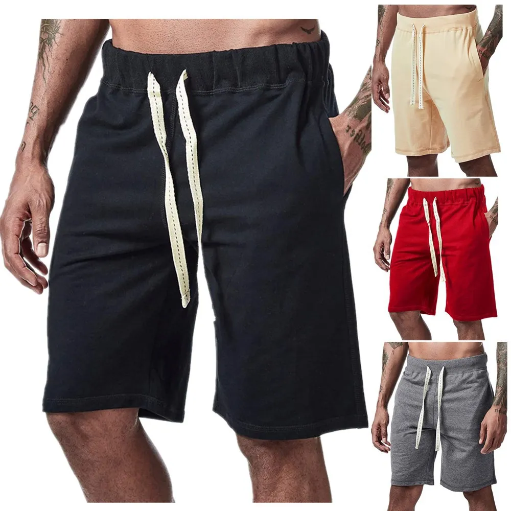 Men's Loose Shorts Summer Casual Medium Length  Pants Beach Pants Large Size Drawsting Shorts