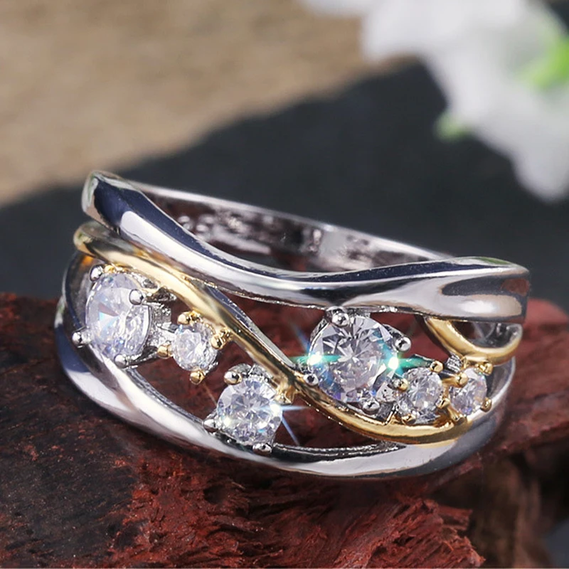 Двухцветное кольцо на палец мужское с фианитами модель A5P789|Кольца| |