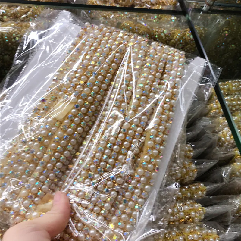 5 ярдов DIY Стразы отделка хрустальная цепочка бисерная аппликация шитье/железо на